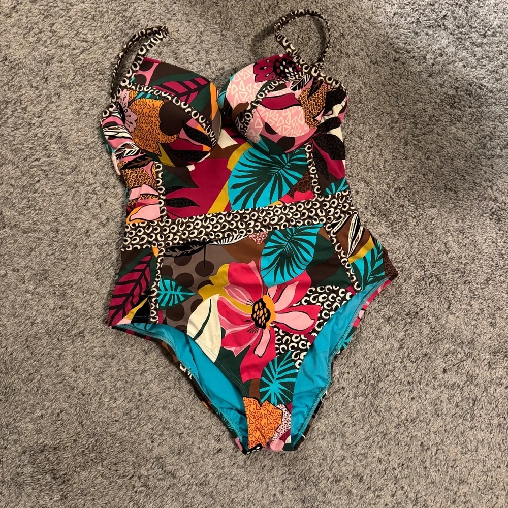 Bleu Rod Beattie Bright Print Large Swimsuit NWT - Picture 2 of 5